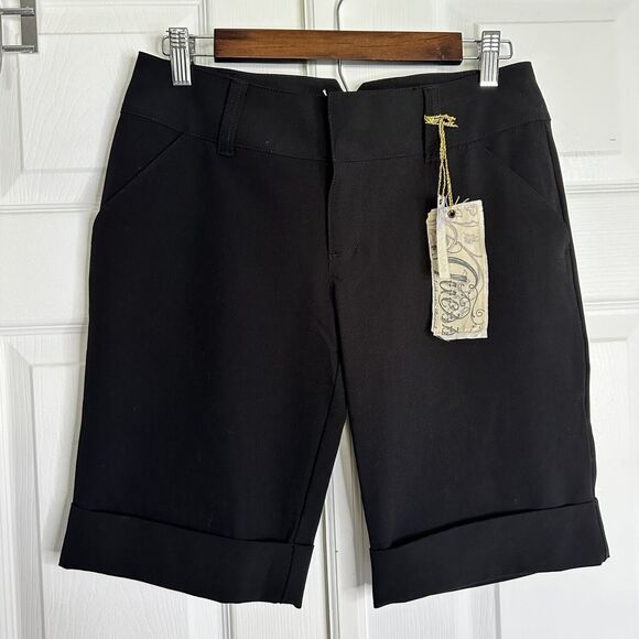 Guess Flat Front Classy black cuffed Bermuda shorts size 27 new - Picture 5 of 7